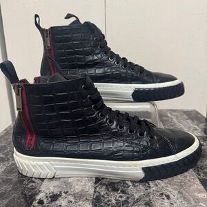 KARL LAGERFELD PARIS Embossed Leather High-Top Sneakers Size 11.5 Men